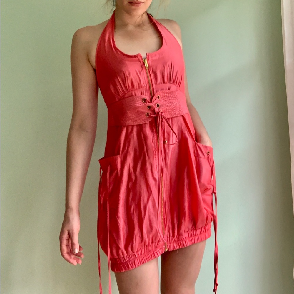 Poetry Rare Shiny Halter Puff Dress